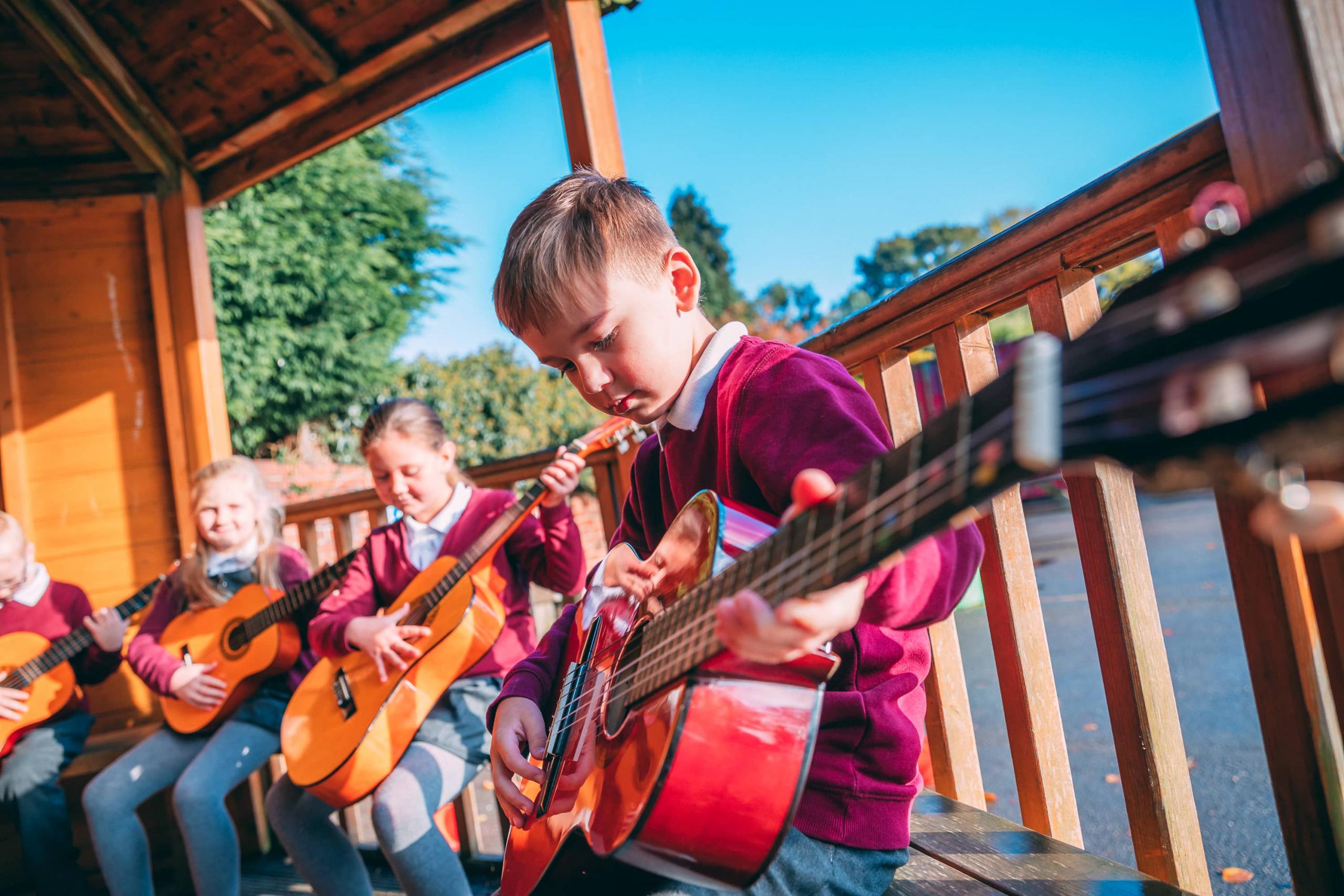 Music lesson in the playground
