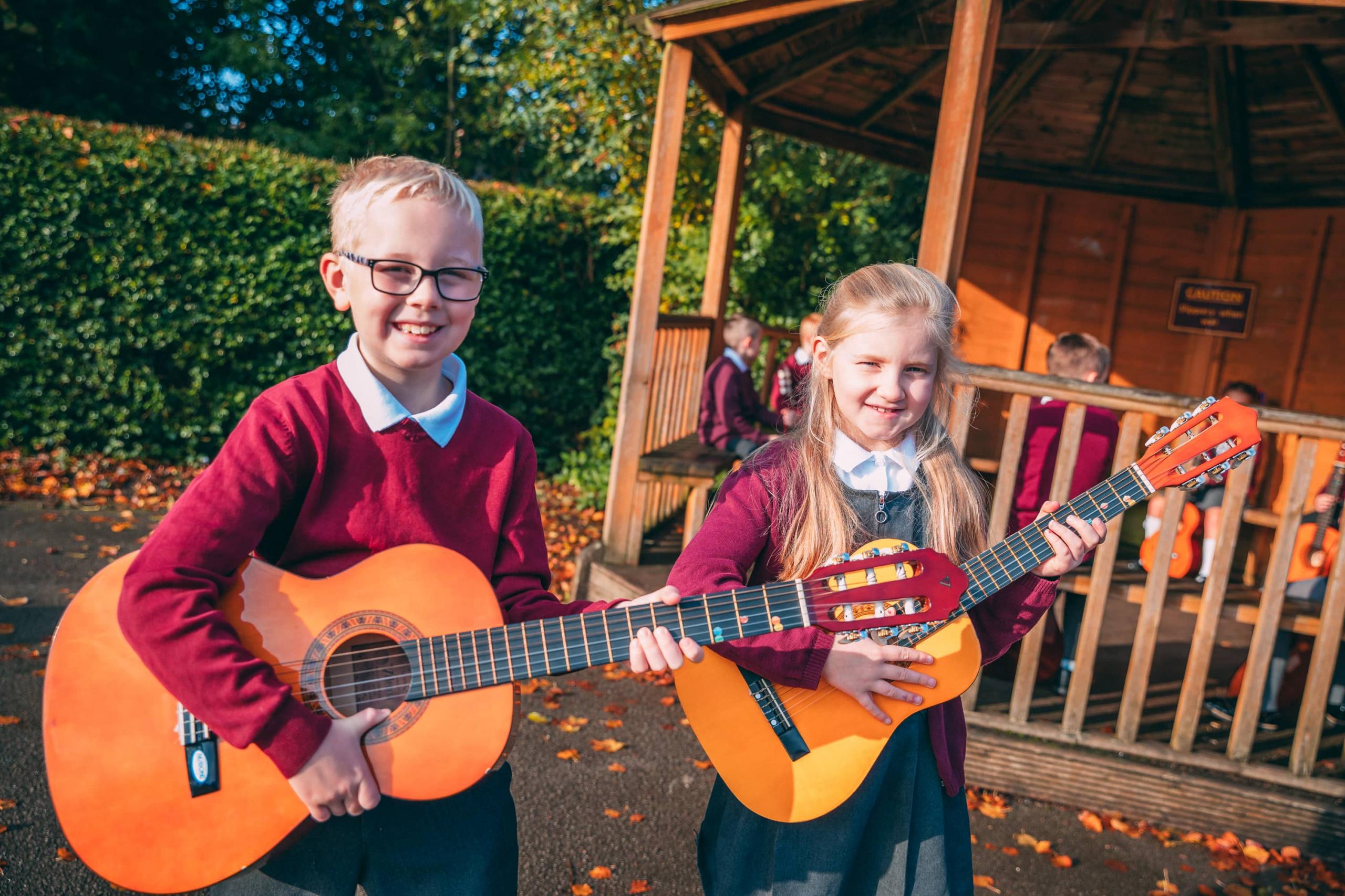 Music lesson in the playground