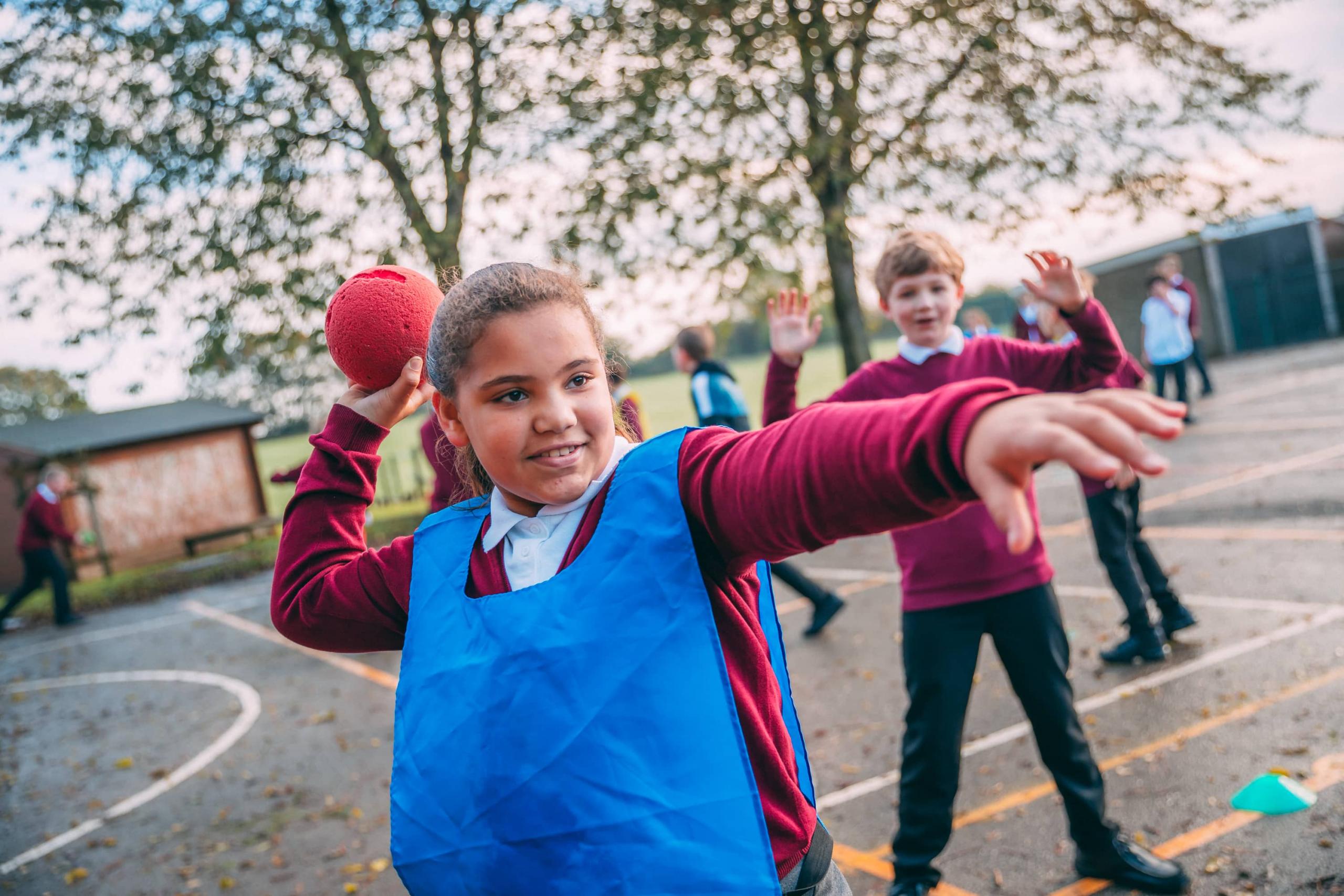 PE lesson in the playground